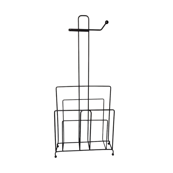 Black Metal Toilet Paper & Magazine Holder - Picture 1 of 9